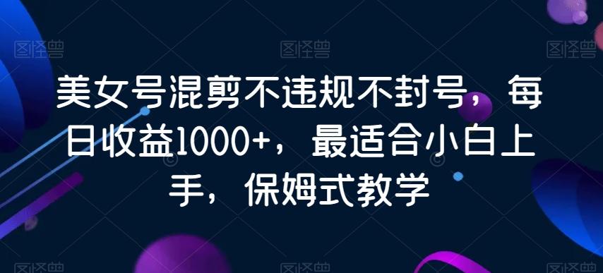 美女号混剪不违规不封号，每日收益1000+，最适合小白上手，保姆式教学-天使资源网