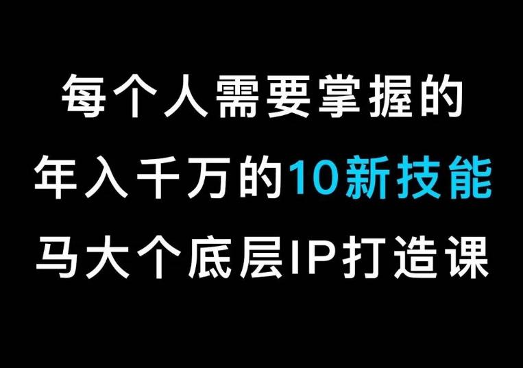 马大个的IP底层逻辑课，​每个人需要掌握的年入千万的10新技能，约会底层IP打造方法！-天使资源网