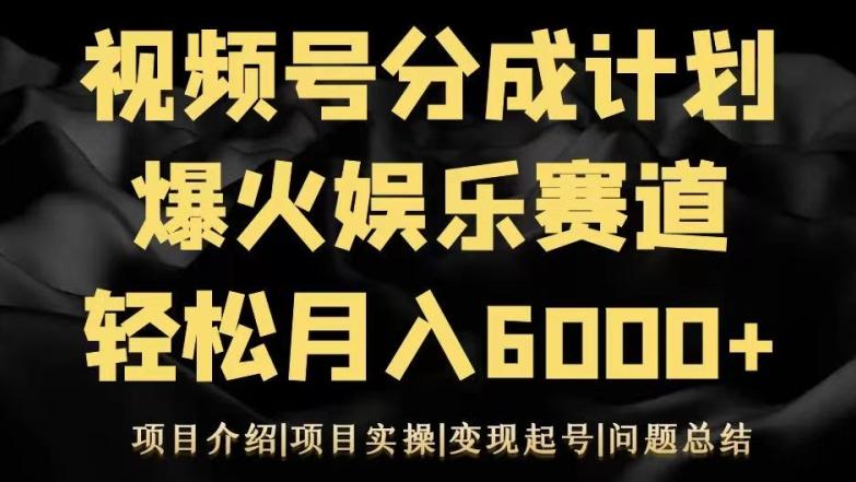 视频号创作分成计划之娱乐赛道轻松日入500+-天使资源网