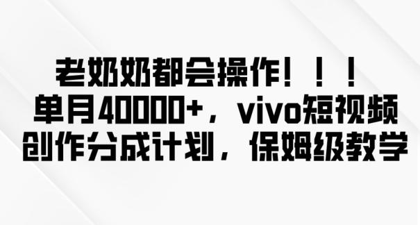 老奶奶都会操作，新平台无脑操作，单月40000+，vivo短视频创作分成计划【揭秘】-天使资源网