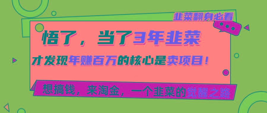 悟了，当了3年韭菜，才发现网赚圈年赚100万的核心是卖项目，含泪分享！-天使资源网