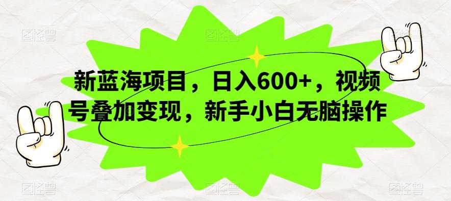 新蓝海项目，日入600+，视频号叠加变现，新手小白无脑操作【揭秘】-天使资源网