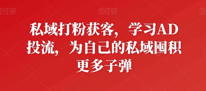 私域打粉获客，学习AD投流，为自己的私域囤积更多子弹-天使资源网
