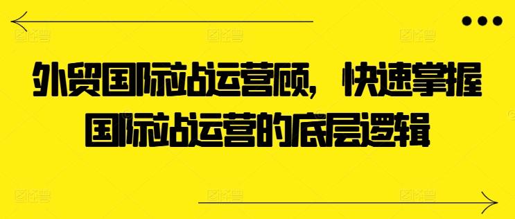 外贸国际站运营顾问，快速掌握国际站运营的底层逻辑-天使资源网