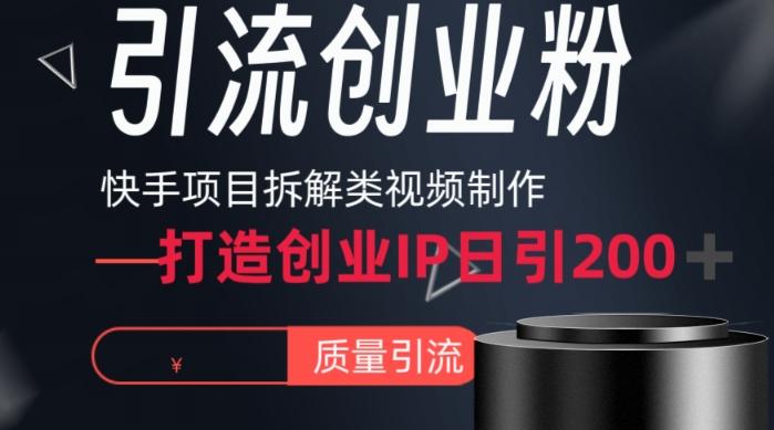 快手项目拆解类视频详细制作流程打造个人IP，单日引流200+高质量创业粉【揭秘】-天使资源网