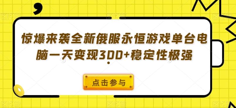惊爆来袭全新俄服永恒游戏单台电脑一天变现300+稳定性极强-天使资源网