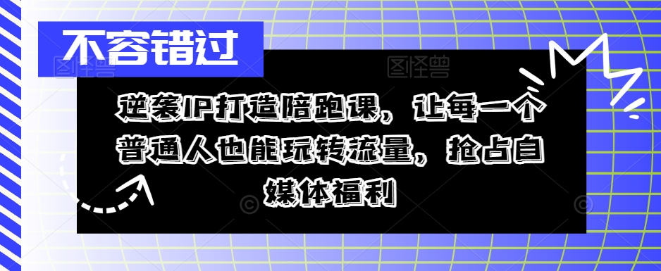 逆袭IP打造陪跑课，让每一个普通人也能玩转流量，抢占自媒体福利-天使资源网