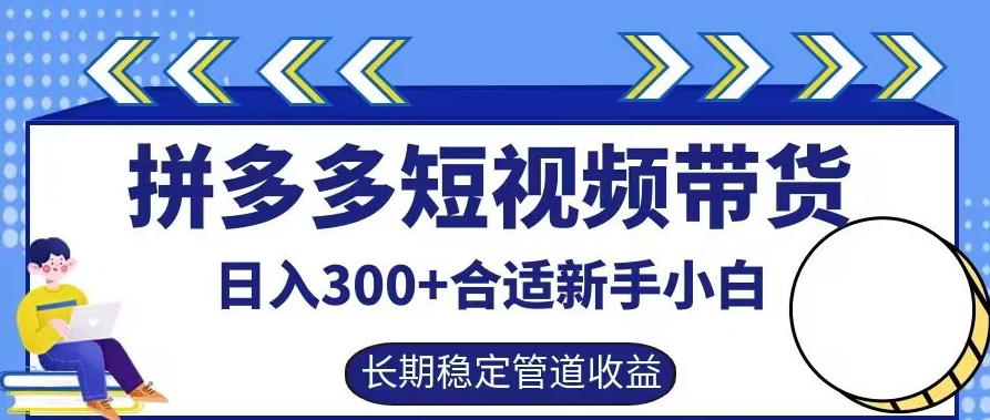 拼多多短视频带货日入300+有长期稳定被动收益，合适新手小白【揭秘】-天使资源网