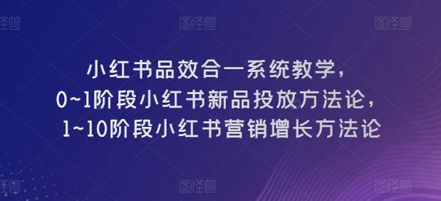 小红书品效合一系统教学，​0~1阶段小红书新品投放方法论，​1~10阶段小红书营销增长方法论-天使资源网