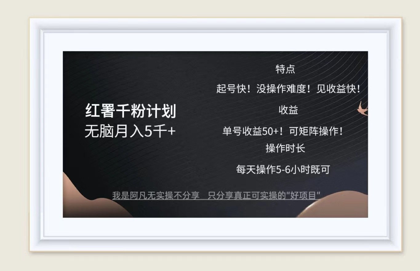 红薯千粉计划无脑月入5千+！既做既赚！-天使资源网