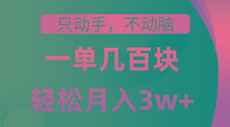 只动手不动脑，一单几百块，轻松月入3w+，看完就能直接操作，详细教程-天使资源网