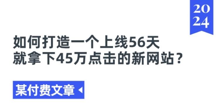 某付费文章《如何打造一个上线56天就拿下45万点击的新网站?》-天使资源网