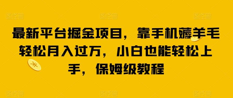 最新平台掘金项目，靠手机薅羊毛轻松月入过万，小白也能轻松上手，保姆级教程【揭秘】-天使资源网