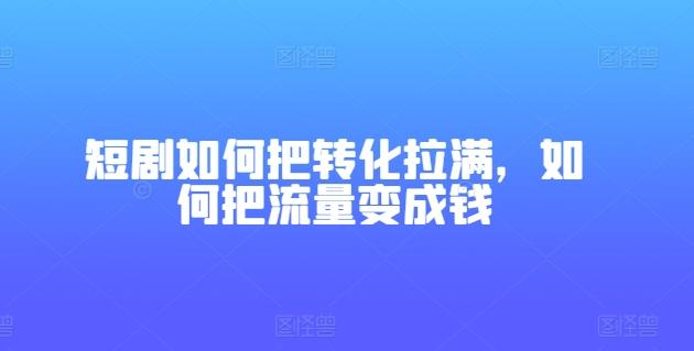 短剧如何把转化拉满，如何把流量变成钱-天使资源网
