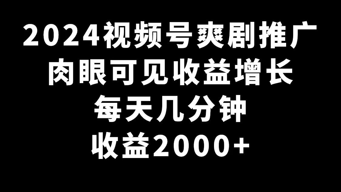 2024视频号爽剧推广，肉眼可见的收益增长，每天几分钟收益2000+-天使资源网