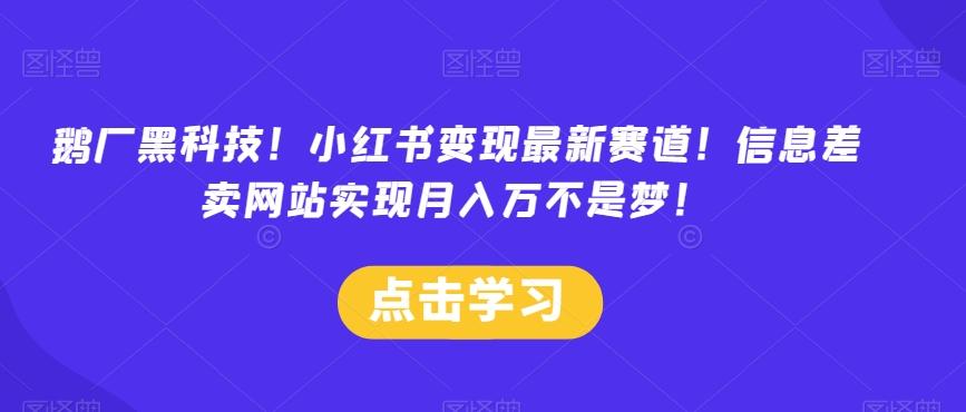 鹅厂黑科技！小红书变现最新赛道！信息差卖网站实现月入万不是梦！-天使资源网