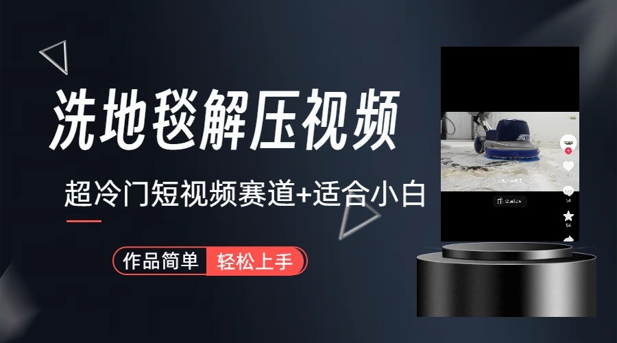 超冷门抖音赛道-清洗地毯解压视频-简单无脑怼作品-天使资源网
