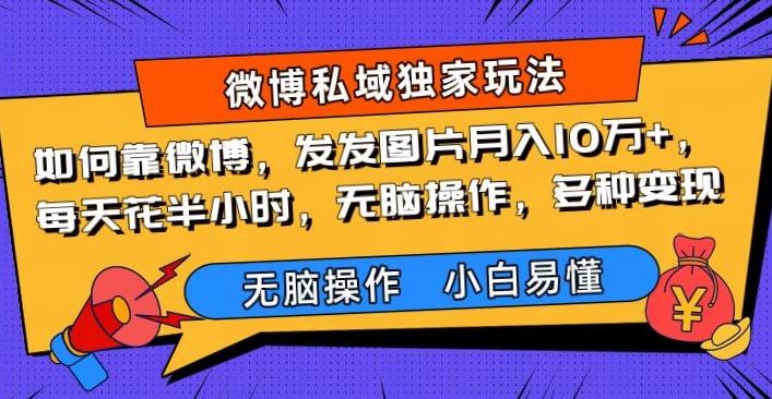 如何靠微博，发发图片月入10万+，‌每天花半小时，无脑操作，多种变现-天使资源网