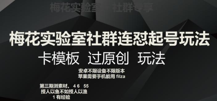 梅花实验室社群连怼起号玩法，卡模板过原创玩法【揭秘】-天使资源网