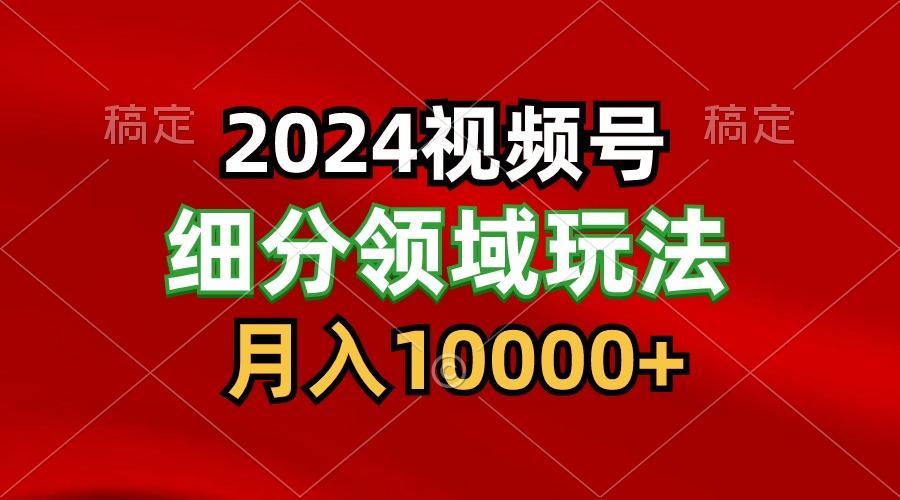 2024视频号分成计划细分领域玩法，每天5分钟，月入1W+-天使资源网