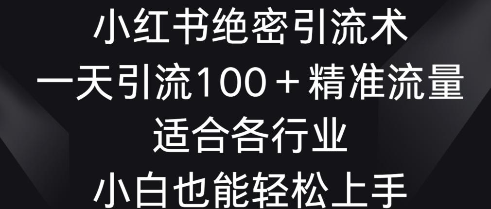 小红书绝密引流术，一天引流100+精准流量，适合各个行业，小白也能轻松上手【揭秘】-天使资源网