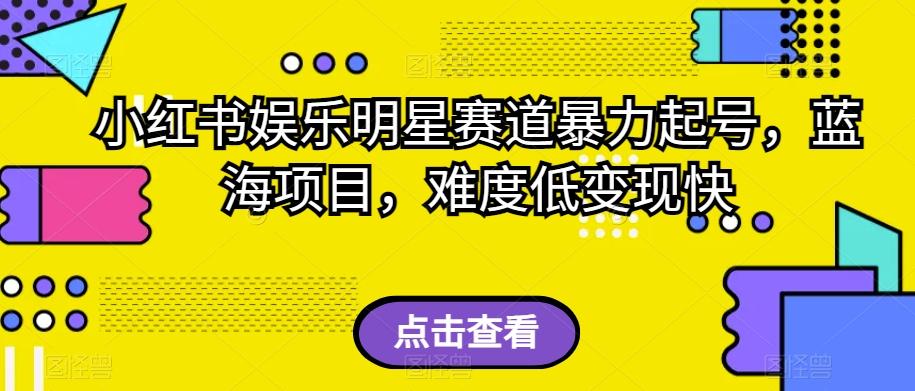 小红书娱乐明星赛道暴力起号，蓝海项目，难度低变现快【揭秘】-天使资源网