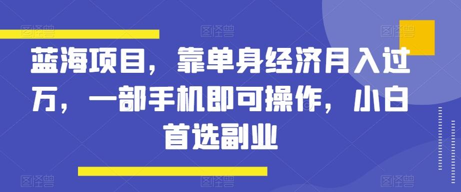 蓝海项目，靠单身经济月入过万，一部手机即可操作，小白首选副业【揭秘】-天使资源网