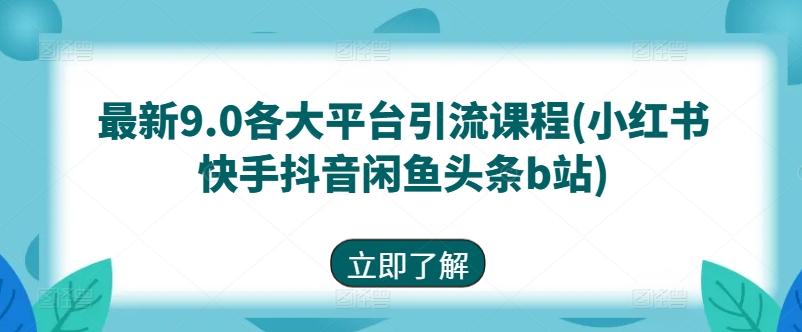 最新9.0各大平台引流课程(小红书快手抖音闲鱼头条b站)-天使资源网