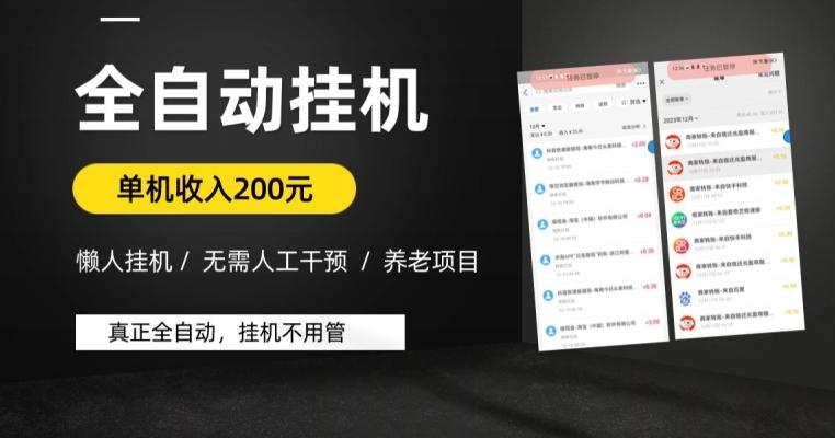 懒人挂机养老项目，全自动挂机无需人工看管，单机收入200元，可批量-天使资源网