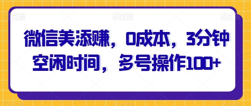 微信美添赚，0成本，3分钟空闲时间，多号操作100+-天使资源网