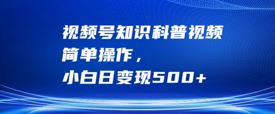视频号知识科普视频，简单操作，小白日变现500+【揭秘】-天使资源网