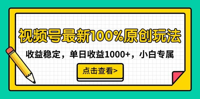 视频号最新100%原创玩法，收益稳定，单日收益1000+，小白专属-天使资源网