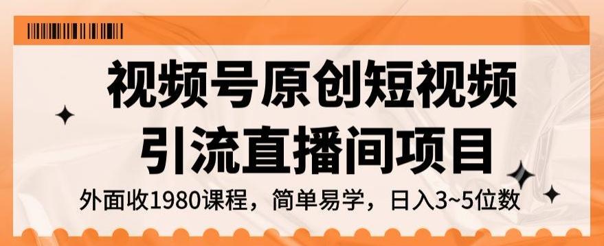 视频号原创短视频引流直播间项目，日入3~5五位数【揭秘】-天使资源网