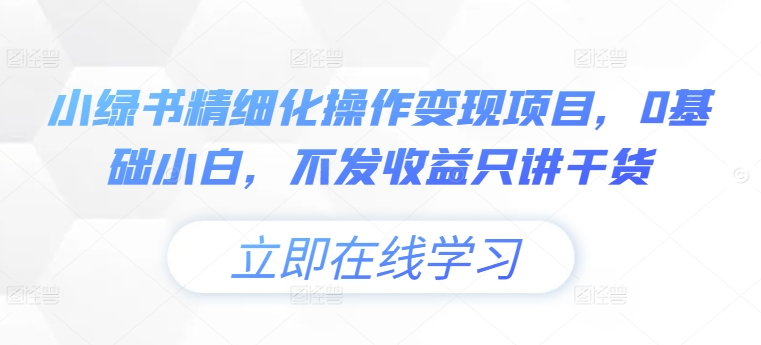 小绿书精细化操作变现项目，0基础小白，不发收益只讲干货-天使资源网