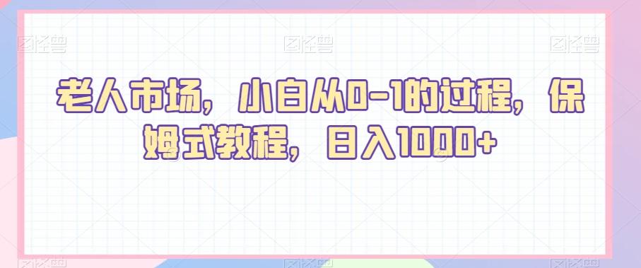 老人市场，小白从0-1的过程，保姆式教程，日入1000+-天使资源网