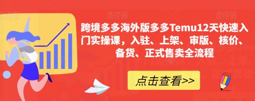 跨境多多海外版多多Temu12天快速入门实操课，入驻、上架、审版、核价、备货、正式售卖全流程-天使资源网