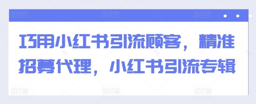 巧用小红书引流顾客，精准招募代理，小红书引流专辑-天使资源网