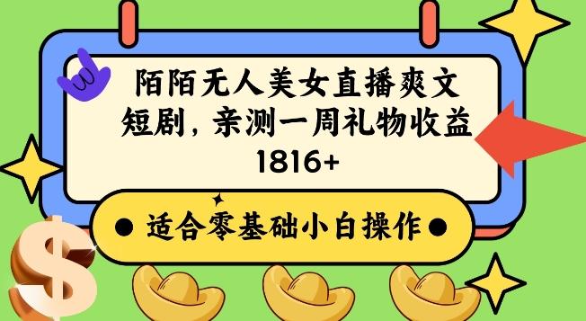 陌陌美女无人直播爽文短剧项目，亲测一个星期1800+【揭秘】-天使资源网