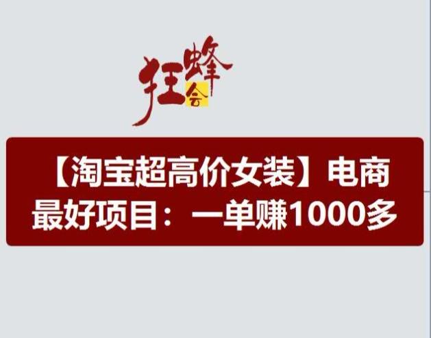 淘宝超高价女装项目，电商最好赛道，一单赚1000多-天使资源网