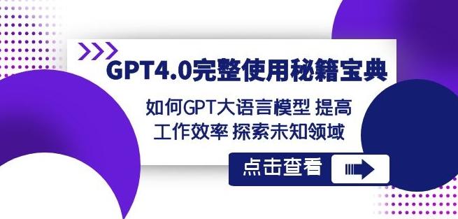 GPT4.0完整使用-秘籍宝典：如何GPT大语言模型提高工作效率探索未知领域-天使资源网