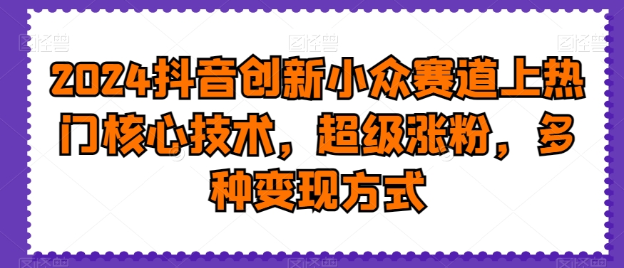 2024抖音创新小众赛道上热门核心技术，超级涨粉，多种变现方式【揭秘】-天使资源网