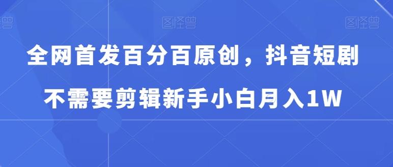 全网首发百分百原创，抖音短剧不需要剪辑新手小白月入1W-天使资源网