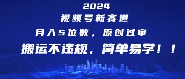 2024视频号新赛道，月入5位数+，原创过审，搬运不违规，简单易学【揭秘】-天使资源网