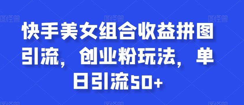 快手美女组合收益拼图引流，创业粉玩法，单日引流50+【揭秘】-天使资源网