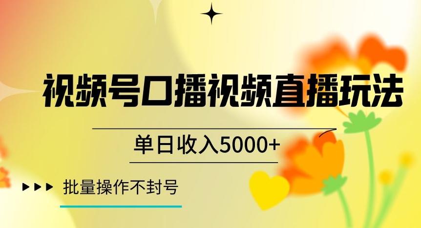 视频号囗播视频直播玩法，单日收入5000+，批量操作不封号【揭秘】-天使资源网