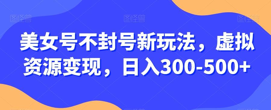美女号不封号新玩法，虚拟资源变现，日入300-500+-天使资源网