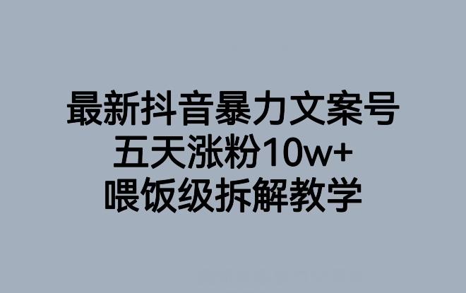 最新抖音暴力文案号，五天涨粉10w+，喂饭级拆解教学-天使资源网