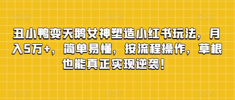 丑小鸭变天鹅女神塑造小红书玩法，月入5万+，简单易懂，按流程操作，草根也能真正实现逆袭！-天使资源网