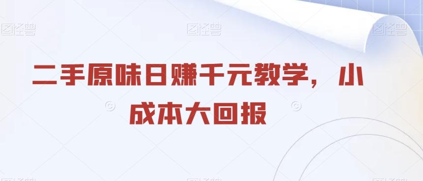 二手原味日赚千元教学，小成本大回报-天使资源网