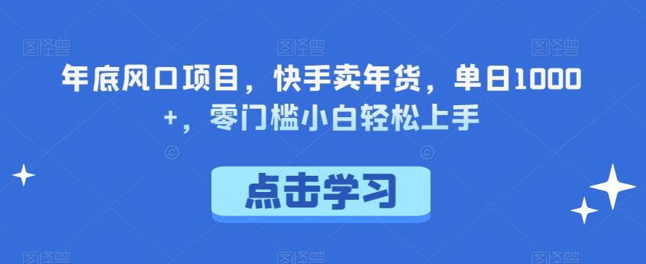 年底风口项目，快手卖年货，单日1000+，零门槛小白轻松上手-天使资源网